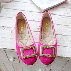 Buckle Decor Suede Ballet Flats Newgew