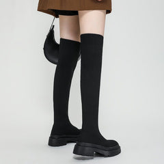 Thick-soled Knee-high Sock Boots Newgew