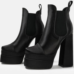 Chunky High Heel Platform Zipper Chelsea Boots Platform Chunky Heeled Ankle Boots Newgew