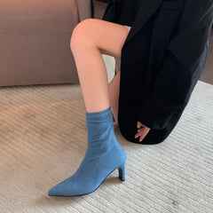 Fashionable Pointed Toe Blue Cowboy Boots Newgew