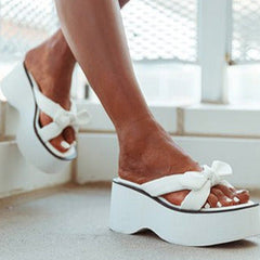 Thick Soled Slope Heel Butterfly Sandals Newgew