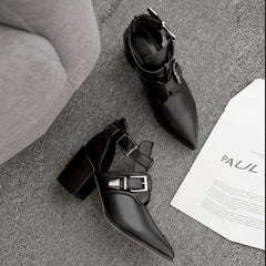 Chunky Heel Double Buckle Boots Newgew