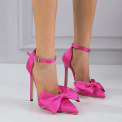 Satin Material Bow High Heels Newgew