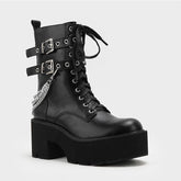 Mid-calf Chunky Heeled Thick-Soled Belt Buckle Martin Boots Newgew