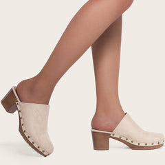 Chunky Heeled Mule Clogs Pumps Newgew