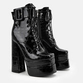 Square Toe Chunky Waterproof Platform Boots Newgew