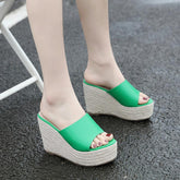 Slope Heeled Thick-soled Hemp Rope Sandals Newgew