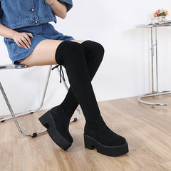 Thick-soled Suede Over-the-knee Boots Newgew