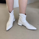 Pointed Toe Flat Patent Leather Boots Newgew