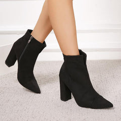 Pointed Toe Side Zipper Short Boots Newgew