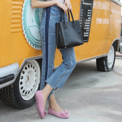 Bow Decor Suede Ballet Flats Newgew