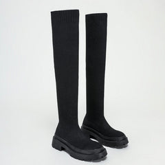 Thick-soled Knee-high Sock Boots Newgew