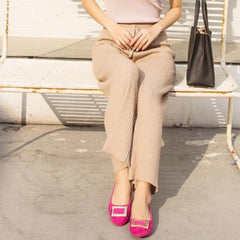 Buckle Decor Suede Ballet Flats Newgew