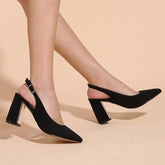 Suede Chunky Heeled Pumps Newgew