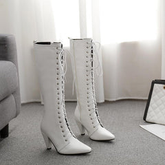 Patent Leather Chunky Heeled Thigh High Boots Newgew