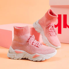 Front Lace-up Fly Knit Sneakers Newgew