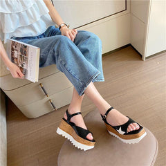 Slope Heel Star Buckle Sandals Newgew