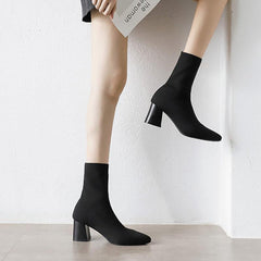 Pointed Toes Chunky Sock Boots Newgew