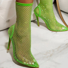 Rhinestone Decor Stiletto Heeled Boots Newgew