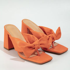 Bow Tie Clip Toe Square Toe Sandals Newgew