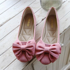 Bow Decor Suede Ballet Flats Newgew