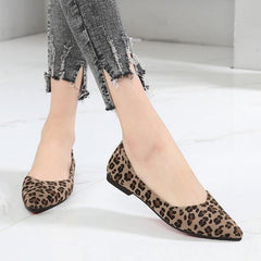 Suede Leopard Point Toe Flats Newgew
