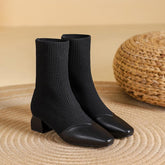 Chunky Heels Knit Stretch Sock Boots Newgew