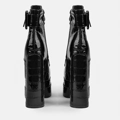 Square Toe Chunky Waterproof Platform Boots Newgew