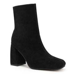 Faux Suede Zip Side Chunky Short Boots Newgew