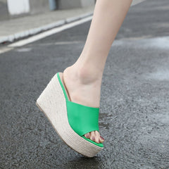 Slope Heeled Thick-soled Hemp Rope Sandals Newgew