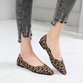 Suede Leopard Point Toe Flats Newgew