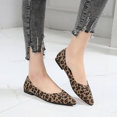 Suede Leopard Point Toe Flats Newgew