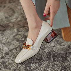 Eldora Low Heel Loafers with Chain Decoration NEW GEW