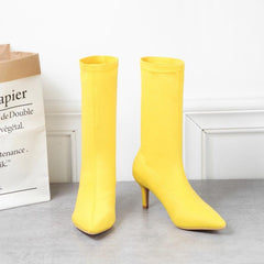 Minimalis Solid Color Knit Boots Newgew