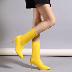 Minimalis Solid Color Knit Boots Newgew
