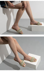 Rhinestone Leisure Flat Sandals Newgew