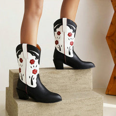 Western Flower Embroidered Cowboy Boots(Pre-Order) Newgew
