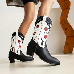 Western Flower Embroidered Cowboy Boots(Pre-Order) Newgew