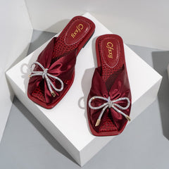 Square Toe Rhinestones Flat Sandals Newgew