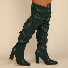 Chunky Heeled Side Zip Slouchy Boots Newgew
