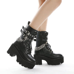 Chain Lace-up Boots Newgew