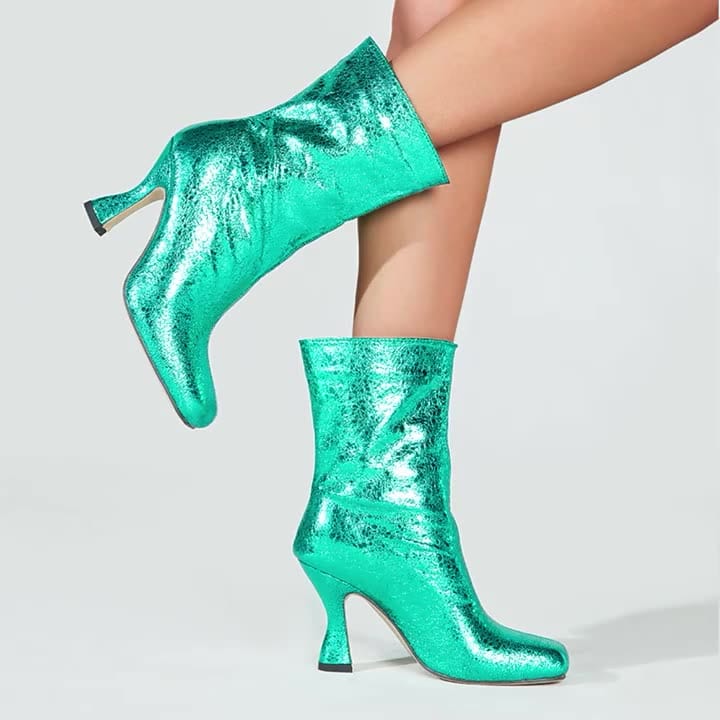 Reflective Foil Heeled Boots Newgew