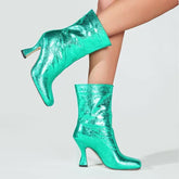 Reflective Foil Heeled Boots Newgew