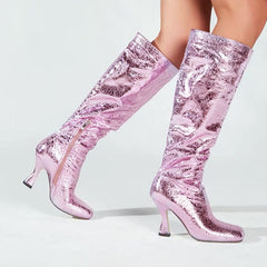 Reflective Foil Heeled Boots Newgew