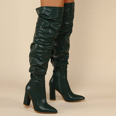 Chunky Heeled Side Zip Slouchy Boots Newgew