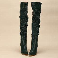 Chunky Heeled Side Zip Slouchy Boots Newgew