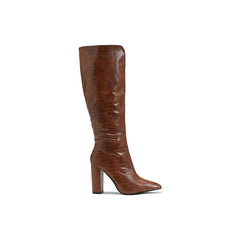 Minimalist Croc Embossed Side Zipper Boots Newgew