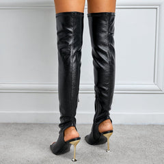 Peep Toe Over Knee Stiletto Heeled Boots Newgew