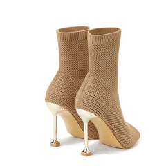 Peep Toe Stiletto Heeled Sock Boots Newgew
