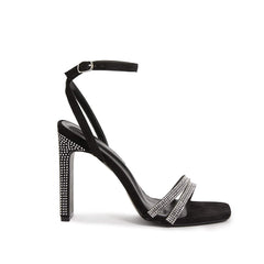 Rhinestone Decor Ankle Strap Heeled Sandals Newgew